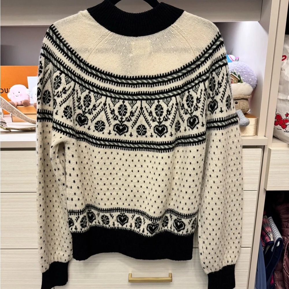 KHAITE Black and Cream Patterned Cardigan - Picture 6 of 8